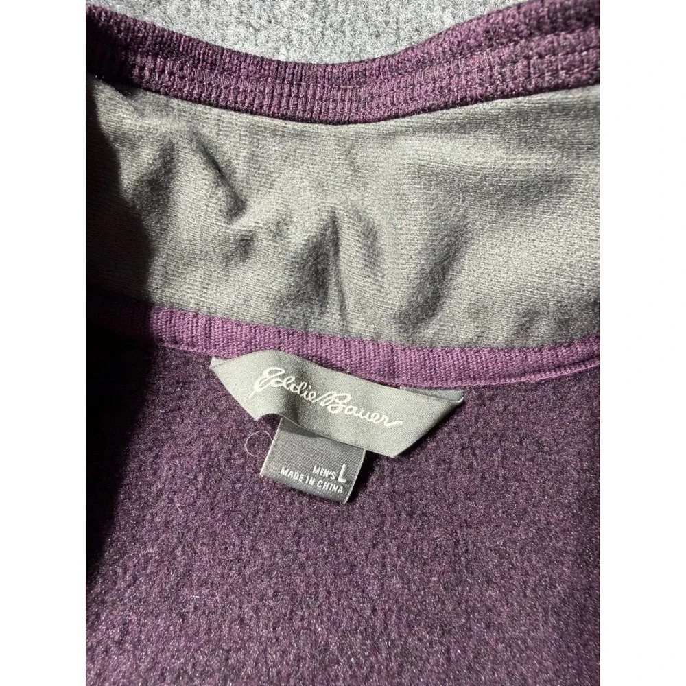 Eddie Bauer Mens Large Purple Quarter Zip Fleece Pullover Sweater EM31LK112P